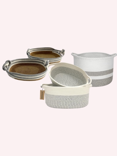 DAVIHOMI Cotton Rope Storage Baskets – Handwoven Organizer for Home Décor DAVIHOMI Cotton Rope Storage Baskets – Handwoven Organizer for Home Décor