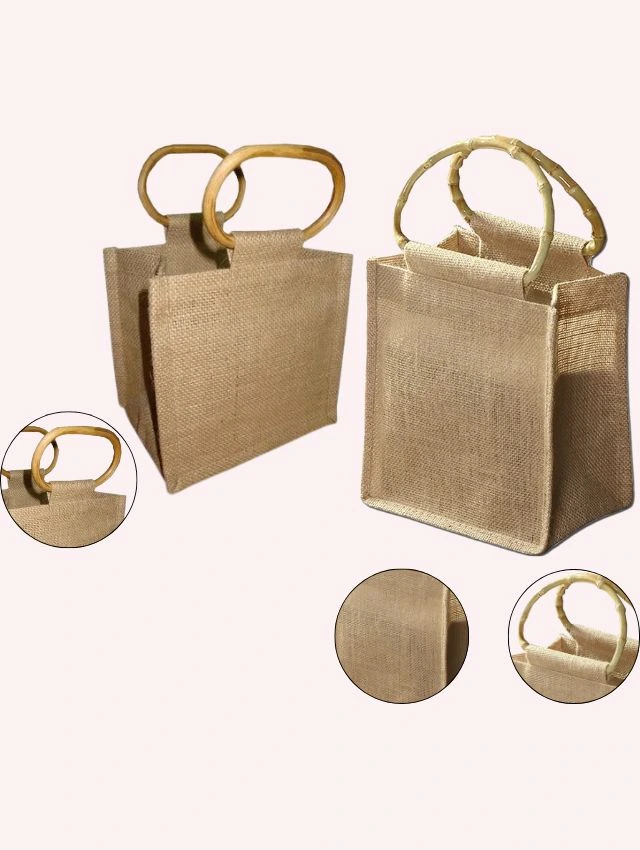 Eco-Friendly Jute Tote Bag with Bamboo Handles – Reusable Shopping Handbag Eco-Friendly Jute Tote Bag with Bamboo Handles – Reusable Shopping Handbag