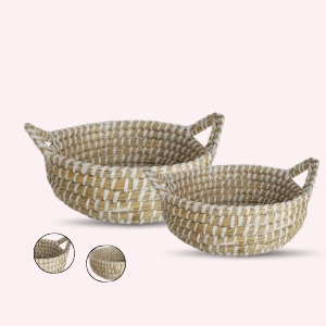 Elliot Kans Grass Basket Set – Handwoven Eco-Friendly Natural Storage Bins