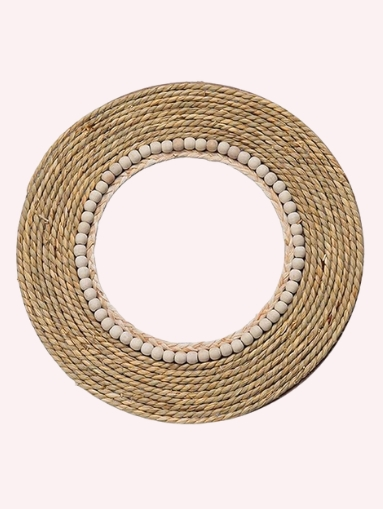 ExpoGoods Handwoven Boho Mirror – Round Macrame Wall Art with Beads