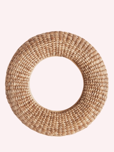 ExpoGoods Round Wall Mirror with Water Hyacinth Frame – Handwoven Home Decor