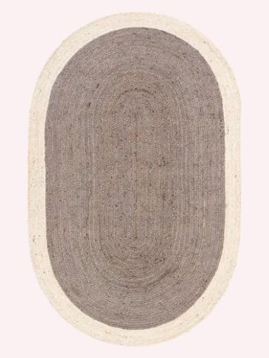Hand-Braided Oval Natural Jute Rug – Eco-Friendly Rustic Floor Carpet