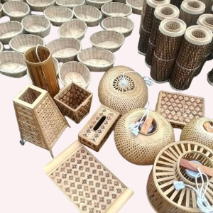 Handcrafted Bamboo & Cane Basket – Eco-Friendly Woven Storage, Decorative & Functional Home Accessory