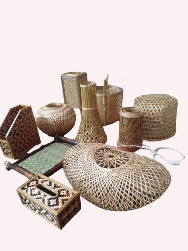 Handcrafted Bamboo & Cane Home Decor Set – Eco-Friendly Natural Storage & Lighting Handcrafted Bamboo & Cane Home Decor Set – Eco-Friendly Natural Storage & Lighting