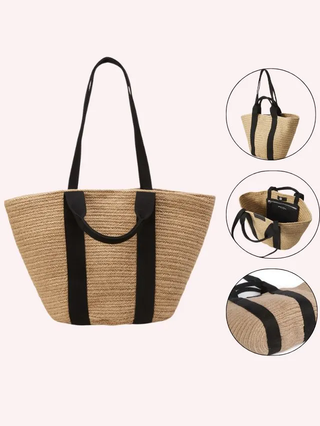 Handmade Jute Tote Bag with Cotton Trim – Eco-Friendly Women’s Handbag Handmade Jute Tote Bag with Cotton Trim – Eco-Friendly Women’s Handbag