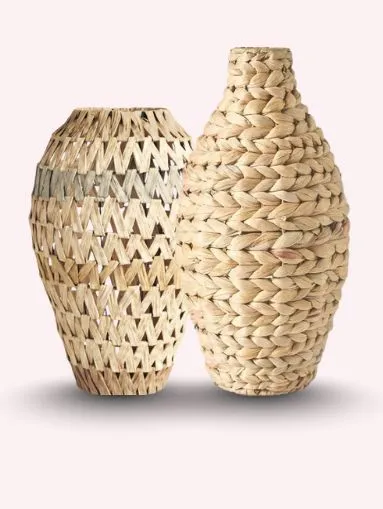 Handmade Water Hyacinth & Jute Storage Basket – Eco-Friendly Handmade Water Hyacinth & Jute Storage Basket – Eco-Friendly