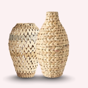 Handmade Water Hyacinth & Jute Storage Basket – Eco-Friendly