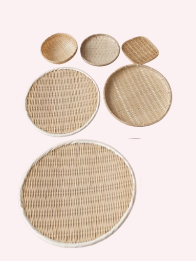 Handwoven Bamboo Serving & Storage Trays – Eco-Friendly Round & Square Baskets