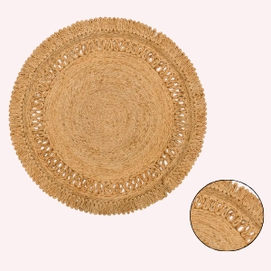 Handwoven Braided Jute Area Rug – Natural Farmhouse Style Floor Décor