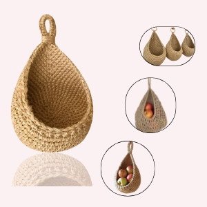 Handwoven Jute Hanging Wall Basket – Boho Rope Storage & Decorative Planter