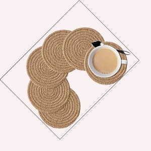 Handwoven Jute Placemats – Round Braided Table Mats for Natural Dining Décor