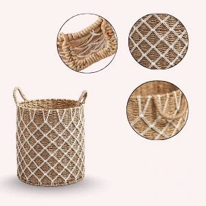 Isidore Round Water Hyacinth Basket – Handwoven Seagrass Storage Bin