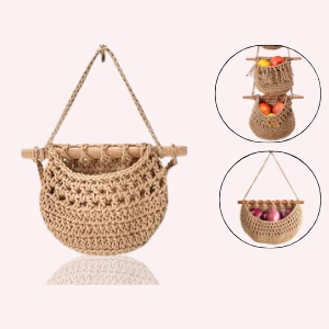 Natural Jute Hanging Wall Basket – Handwoven Boho Rope Planter & Organizer