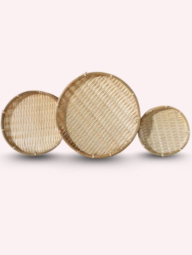 Rustic Round Bamboo Woven Basket – Handmade Candy, Fruit & Decorative Storage
