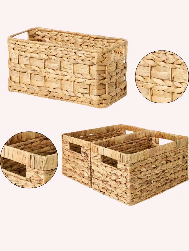 StorageWorks Wicker Storage Baskets Set – Natural Water Hyacinth Organizer Bins StorageWorks Wicker Storage Baskets Set – Natural Water Hyacinth Organizer Bins