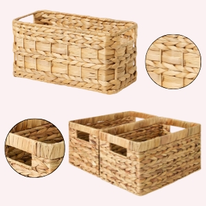 StorageWorks Wicker Storage Baskets Set – Natural Water Hyacinth Organizer Bins