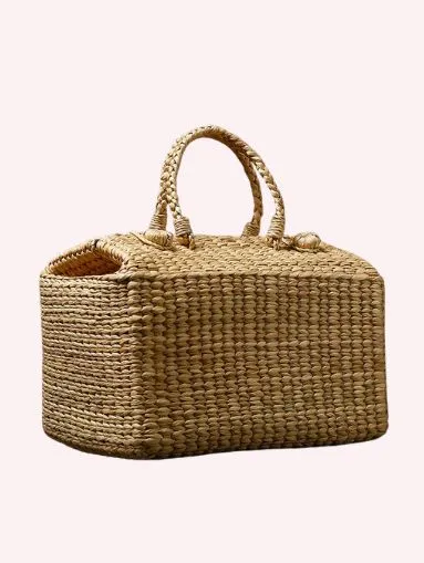 Kauna Grass Wicker Picnic Basket Eco Handwoven Storage Hamper Kauna Grass Wicker Picnic Basket Eco Handwoven Storage Hamper